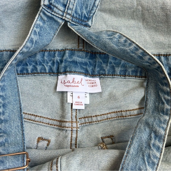 Ingrid and Isabel Women's Maternity Blue Denim Shorts Overalls - Picture 7 of 7